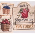 thumbnail image 1 of Vintage Fruits Légumes Signes Blanc Papier Peint Bordure Rétro Design, Rouleau 15' x 9'', 1 of 3