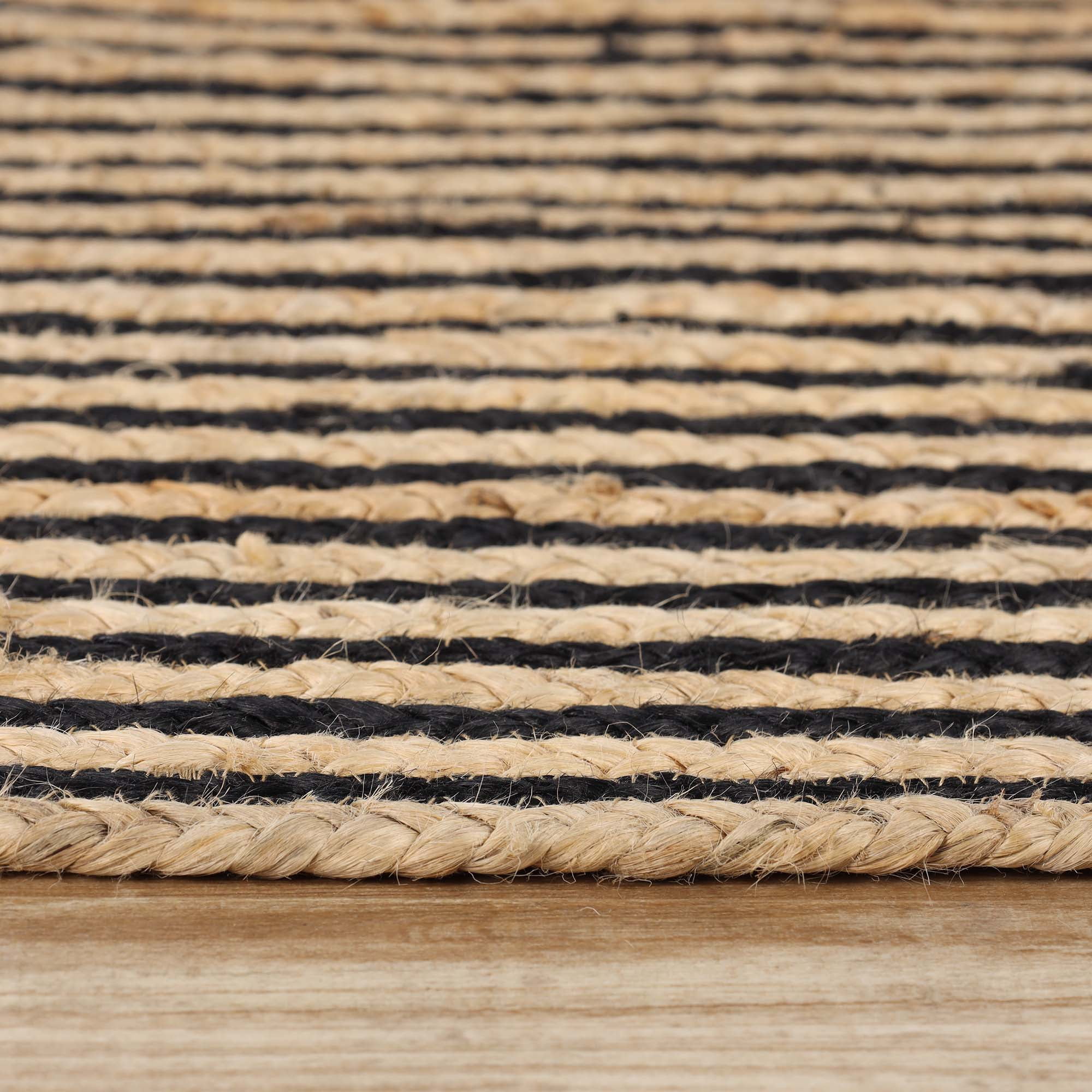 Superior Braided Jute Handwoven Indoor Outdoor Area Rug, 5' x 8', Black