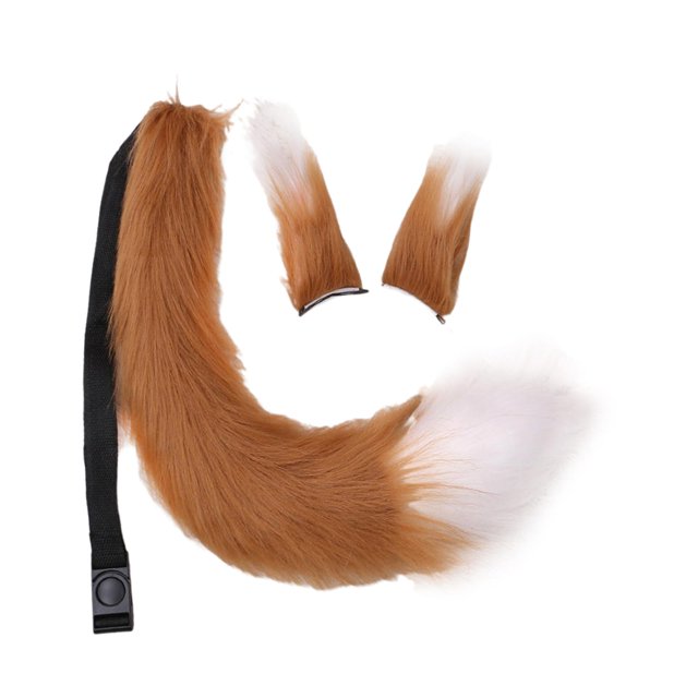 Conjunto de orejas y cola postizas para disfraces de animales en fiestas temáticas de disfraces Cafe Blanco