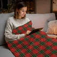thumbnail image 4 of Fleece Blanket Christmas Red Tartan Blankets, Soft Cozy Warm Flannel Throw Blanket, Watercolor Gingham Check Blanket for Bed Couch Sofa,50x60In, 4 of 9