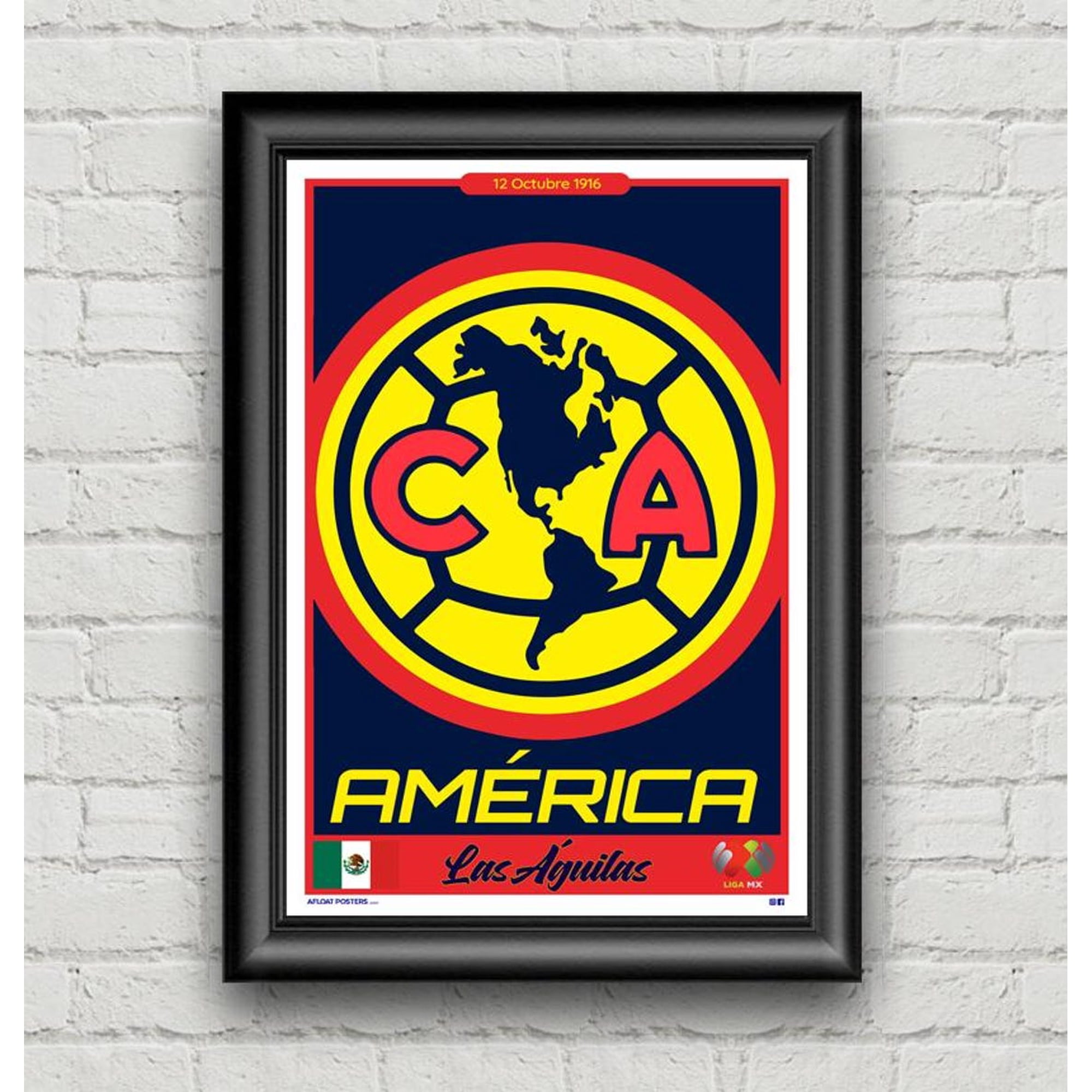 Club America Soccer Poster, Blue Liga MX Mexico Wall Art