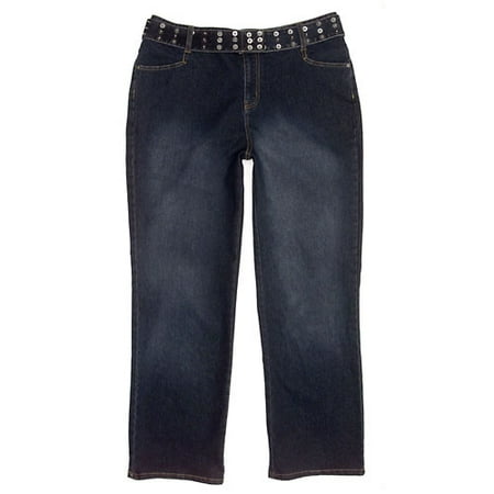 No Boundaries - Juniors' Plus Riveting Belted Stretch Jean