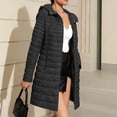 thumbnail image 5 of BXJX Womens Mid-Length Puffer Jackets, Side Pockets Warm Long Sleeve Full Zip Winter Outerwear with Hood Black Size S, 5 of 7