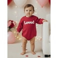 thumbnail image 5 of BemeyourBBs Newborn Baby Girl Boy Valentine Day Outfit Bubble Romper Loved Letter Embroidery Long Sleeve Bodysuit Fall Spring Clothes, 5 of 9