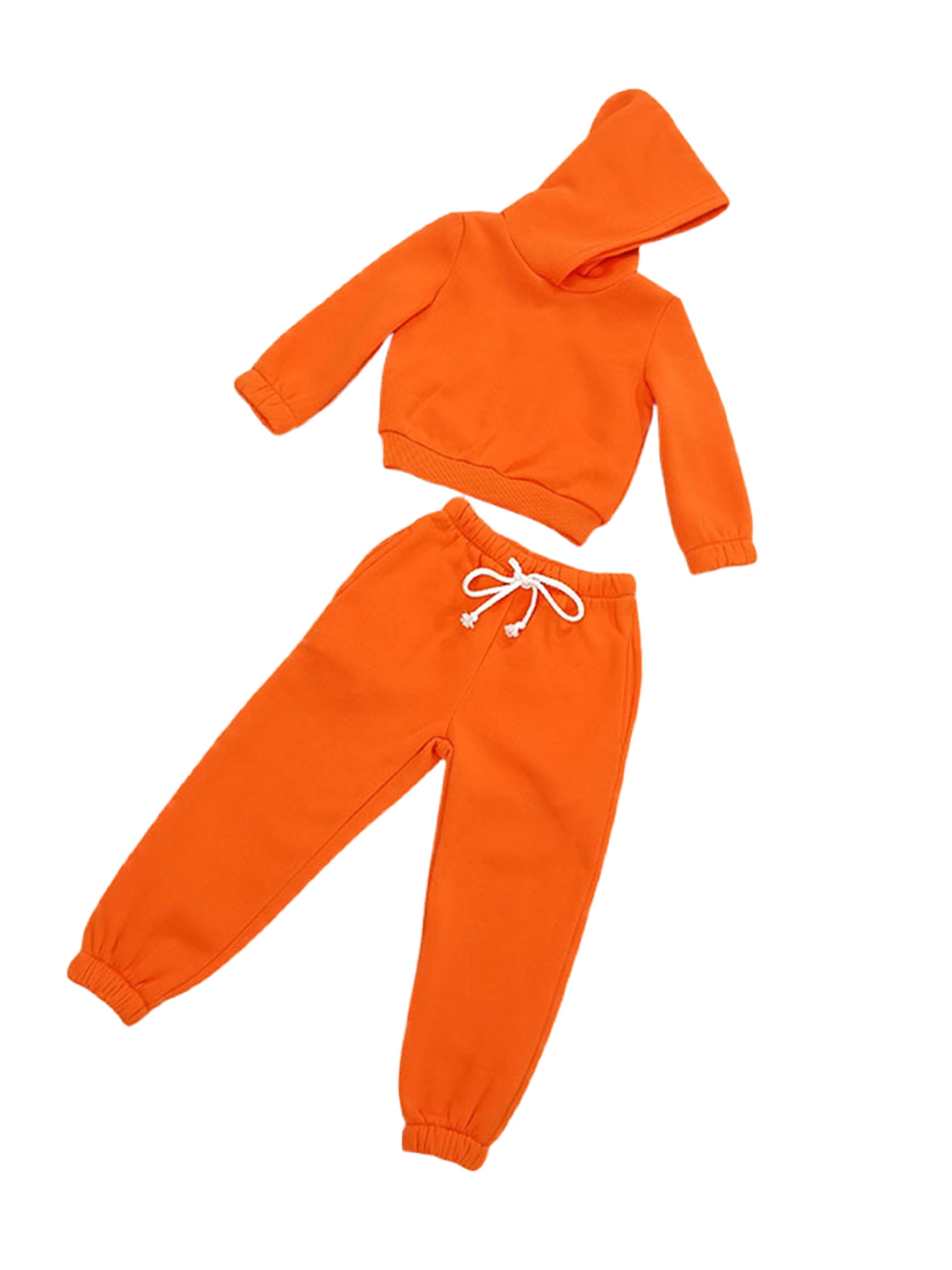 Capreze Drawstring Hooded Sweatshirts with Pants for Kids Solid