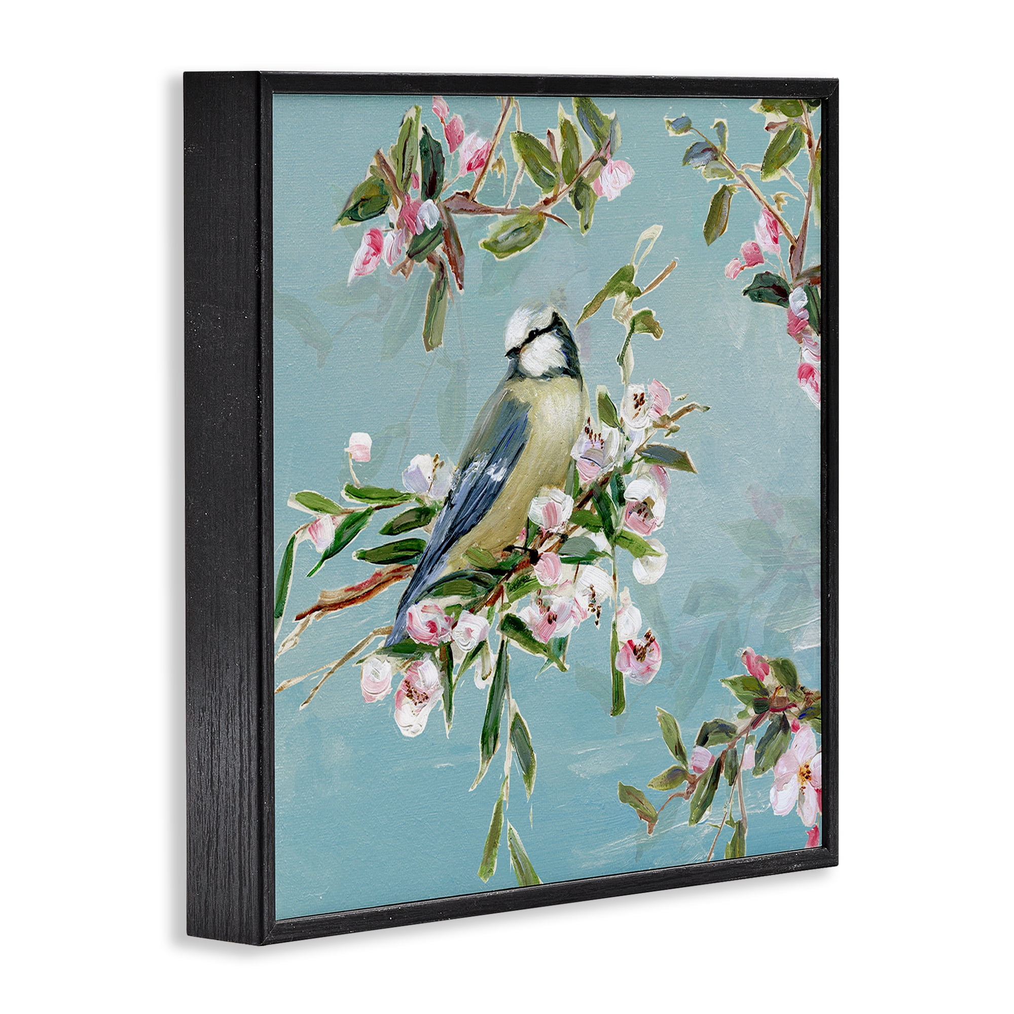 Stupell Industries Songbird Perched on Blooms Black Framed Giclee Art, design by Sally Swatland