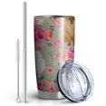 thumbnail image 2 of 20 Oz Pomeranian Dog and Flower Floral Coffee Tumbler Double Wall Insulated Stainless Steel Water Bottle | Metal Reusable Thermoses Flask with Cup Cap | Leak & Sweat Proof with Anti-Dust Lid, 2 of 7