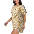 thumbnail image 2 of Fuzoiu Retro 70s 60s Flower Print Women's Short-Sleeved Pajama Set,Lounge Sleepwear Set,Womens Pajama Sets 2 Piece,Button-Up Top and Shorts with Pockets-X-Large, 2 of 7