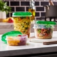 thumbnail image 3 of PLASTICPRO Ensemble de 6 Contenants de Conservation des Aliments avec Couvercle à Vis Vert - Contenants Réutilisables de Préparation de Repas de 8 oz - Rangement des Aliments en Plastique Vert, Va au Congélateur et au Micro-Ondes, 3 of 8