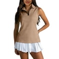 thumbnail image 3 of Hearthz Women's Sleeveless Golf Polo Shirts Quarter Zip Collared Tshirts Shirts for Women Quick Dry Workout Tennis Women Polo Shirt, 3 of 8
