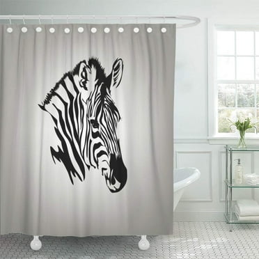 CYNLON Zebra Vector Safari Zoo Print Leopard Africa Pattern Bathroom Decor Bath Shower Curtain 66x72 inch