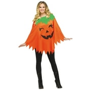 Fun World Pumpkin Poncho Orange Halloween Costume Set, Women Female Adult