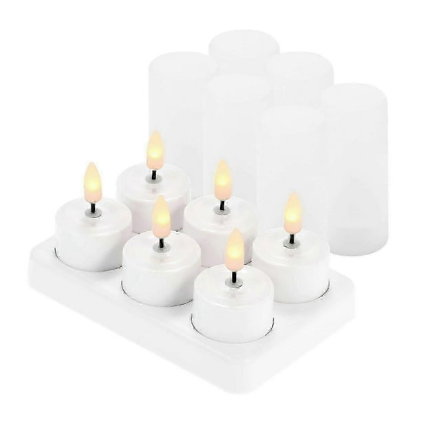 6 PCS Rechargeable Flameless Candles Realistic Flickering Yellow LED Cordless Tealight Candles with 2025 Walkbee