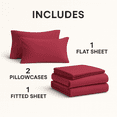 thumbnail image 3 of Comfy Bamboo World Series 90gsm 4pc Microfiber Bedsheets Sheet Set, Twin Size Bed, Red, 3 of 5