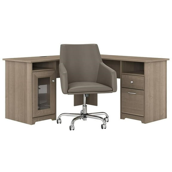 Pemberly Row Engineered Wood Computer Desk and Chair Set in Ash Gray