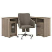 Pemberly Row Engineered Wood Computer Desk and Chair Set in Ash Gray