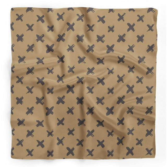 Bimba Brown Brush Stroke Abstract Pure Silk Printed Head Bandanas Summer Neck Wrap Scarf 40 x 40 Inches