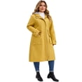 thumbnail image 2 of Abrigos de Trinchera para Mujeres Plus Size GRACE & GRANDEUR con Capucha, Cortaviento, Cremallera, Cintura con Cordón, Exterior con Bolsillos 2X Amarillo, 2 of 4
