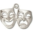 thumbnail image 1 of Sterling Silver 18" 1.2mm Box Chain 3D Comedy And Tragedy Theater Actor Mask Pendant Necklace, 1 of 2