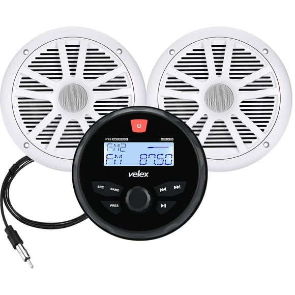 Sistema de audio marino Velex VX163 con 2 altavoces de 6.5 pulgadas