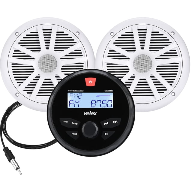 Sistema de audio marino Velex VX163 con 2 altavoces de 6.5 pulgadas