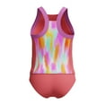 thumbnail image 4 of Speedo Girl's UV Protection Printed Colour Block Thick Strap Two Piece Tankini Set Swimsuit - Coral Sands, Size 8, 4 of 4