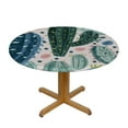 thumbnail image 3 of Nawypu Spring Cactus Drawn Round Tablecloth Waterproof Table Cloth with Elastic Edge Wipe Clean Table Cover for Indoor Outdoor, 3 of 7