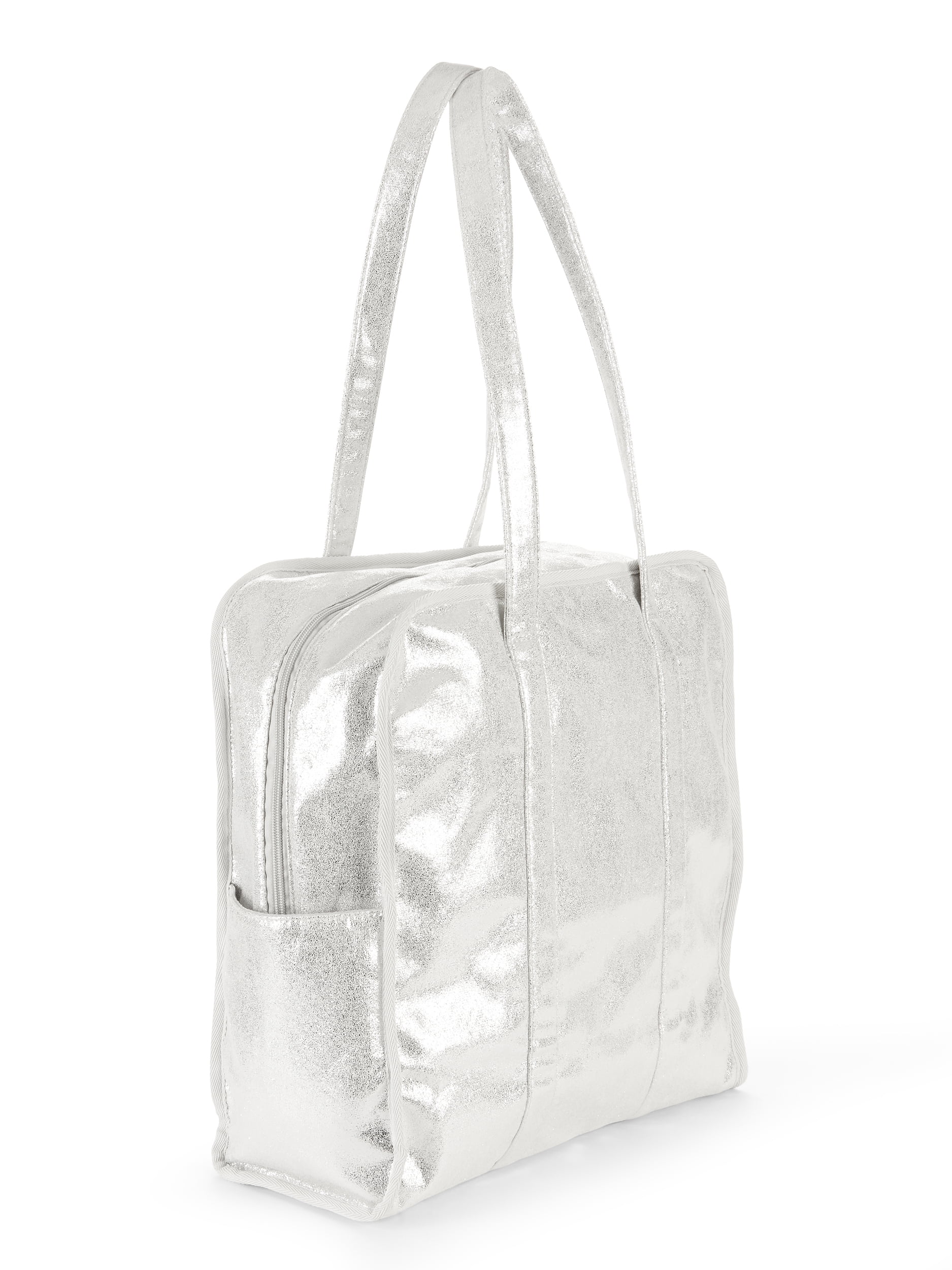 silver metallic handbag