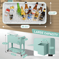 thumbnail image 4 of Tcbosik 80 Quart Rolling Ice Chest with Locking Casters, Portable Party Bar Drink Cooler Cart with Storage Shelf and Bottle Opener for Poolside, Backyard, Mint Green, 4 of 11
