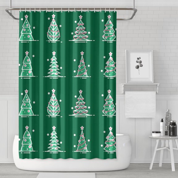 Christmas Shower Curtain for Bathroom Merry Christmas Bathroom Curtain Durable Beautiful Bath Curtain Hooks Included,72x72Inch