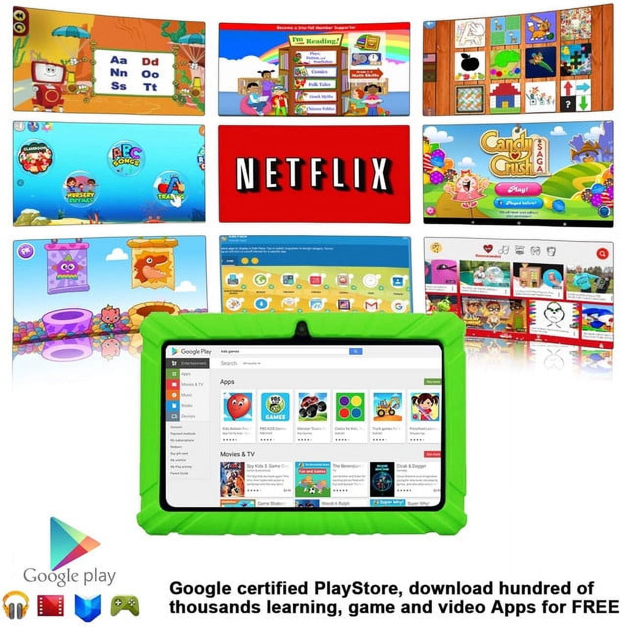 Contixo Kids Tablets Bundle, 7-Inch Android Tablet with Headphones and Sleeve Case, 32GB, Green