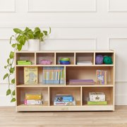 ECR4Kids 5+5 Cubby and Storage Mobile Tray Cabinet, Classroom Furniture, Natural