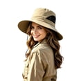 thumbnail image 5 of Unisex Fedora Wide Brim Hat Classic Beach Style Outdoor Sun Lightweight Travel Headwear For All Seasons, B-Khaki, 5 of 5