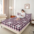 thumbnail image 4 of Homewish Winter Snowflake Twin Sheet Sets 3pcs for Teens,Merry Christmas Twin Fitted Sheet Microfiber,Geometric Plaid Grid Breathable Flat Sheet,Microfiber Bedroom Decor, 4 of 7