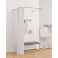 thumbnail image 4 of U Shaped Shower Curtain Rod Brushed Nickel [Both Sides: 23.6-52 Middle: 31-47] Adjustable U Shape Outdoor Shower Rod Corner Curtain Pole for Bathroom with 12 Hooks Ceiling port, 4 of 9
