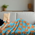 thumbnail image 3 of Tangerine Soft Flannel Fleece Throw Blanket, Repetitive Pattern with Round Slices of Exotic Citrus Fruit, Cozy Plush for Indoor and Outdoor Use, 50" x 70", Sky Blue Burnt Orange, by Ambesonne, 3 of 5