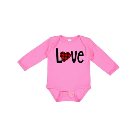 

Inktastic Love with Red Plaid Heart Gift Baby Boy or Baby Girl Long Sleeve Bodysuit