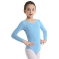 thumbnail image 2 of Aiihoo Kids Girls Ballet Dancer Gymnastics Leotard Long Sleeve Ballet Bodysuit Plain Dance Unitard Training Top Blue 12, 2 of 6