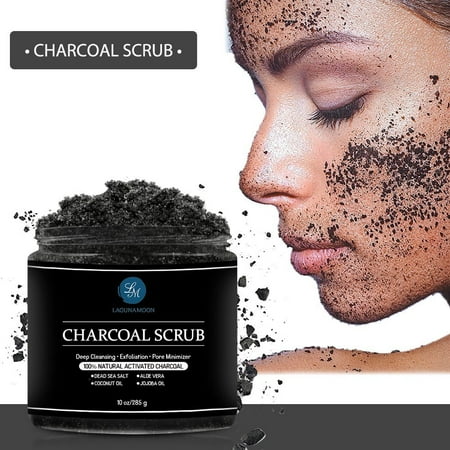 Activating Body Scrub Lagunamoon Activated Charcoal Scrub,Natural Body Scrub and Facial Scrub for Deep Cleansing,10oz ()