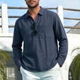 thumbnail image 2 of Bxsruta Men's Long Sleeve Half Button Shirt Collared Top with Chest Pocket Casual Daily Wear, 2 of 8