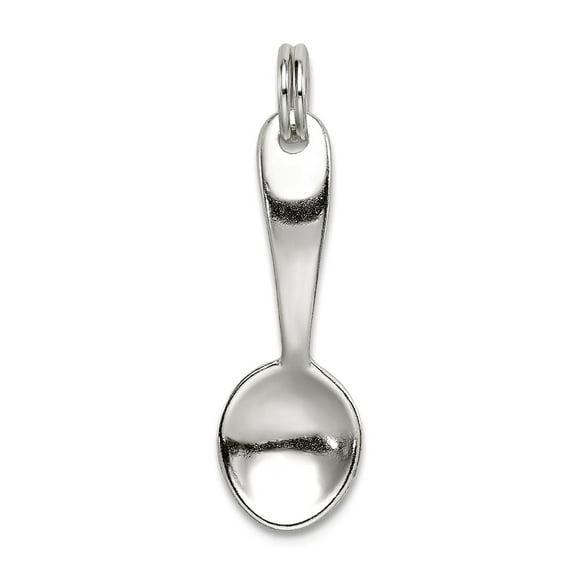 925 Sterling Silver Polished Spoon Charm 25x7mm Wide Pendant Necklace for Women - .9 Grams