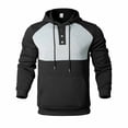thumbnail image 2 of Sudadera con capucha para hombre, estilo informal, con bloqueo de color, bolsillo, cordón ajustable, manga larga, suéter con capucha, abrigo de poliéster para hombre, 2 of 3