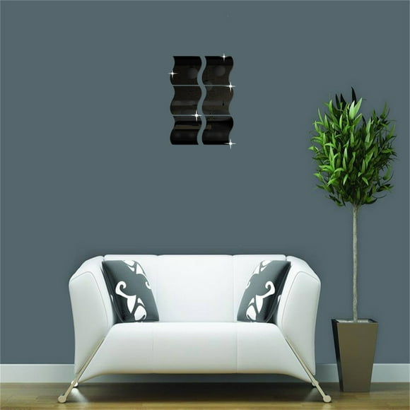 PEONAVET Wall Stickers 6 Pcs Wavy Mirror Wall Stickers Full Length Mirror Home Decor Acrylic Mirror Plastic Sheet for Home Living Room Bedroom Sofa TV Wall Decor