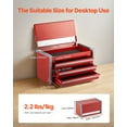 thumbnail image 2 of Metal Tool Box, 8.6-inch, Portable Metal Tool Box with 3 Drawers, Small Tool Chest with EVA Liners and PP Feet Pads, Heavy-Duty Steel With Ball Bearing Opening and Powder Coated Finish, Red, 2 of 24