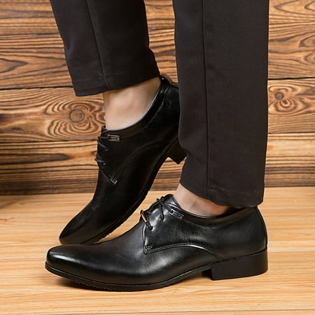 

Cathalem Mens Soccer Shoes Leather Fashion Style Men s Breathable Comfortable Business Lace Up Work Leisure Solid Color Leather Shoes Black 11