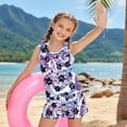 thumbnail image 4 of COEQINE Girls Two Piece Tankini Swimsuit Racerback Bathing Suit with Chest Pad, Summer Hawaiian Swimwear with Boyshort for Kids 6-7 Years, for Water Play, Paw Tie-dye Purple, 4 of 8