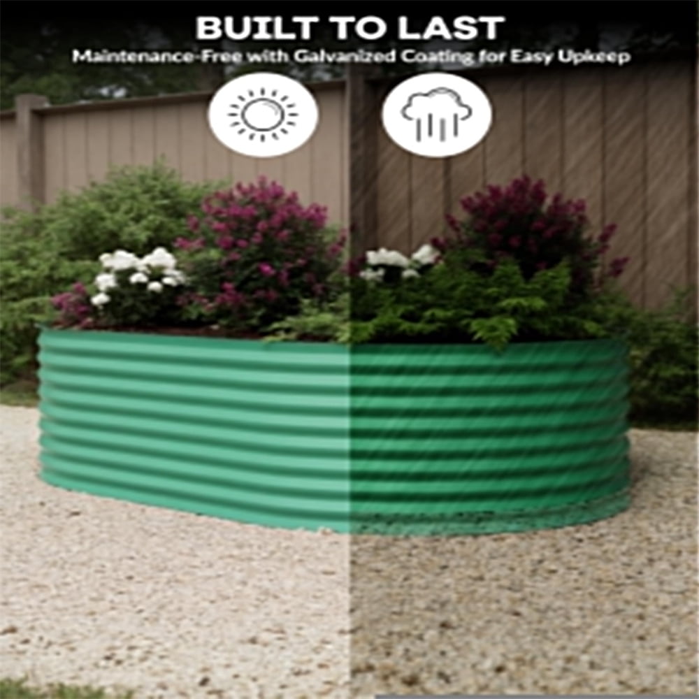 Galvanized Steel Raised Garden Bed - Heavy-Duty Oval Planter Box for Vegetables/Herbs/Flowers, Corrosion-Resistant Outdoor Gardening Kit with Quick Assembly (Backyard/Patio)