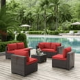 thumbnail image 6 of ALAULM 7 Piece Rattan Outdoor Conversation Sets with Coffee Table and Cushions, Red/Brown, 6 of 6