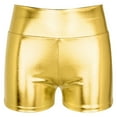 thumbnail image 5 of YONGHS Gymnastics Booty Shorts for Women Shiny Metallic Biker Dance Yoga Cheer Athletic Hot Pants Gold L, 5 of 7