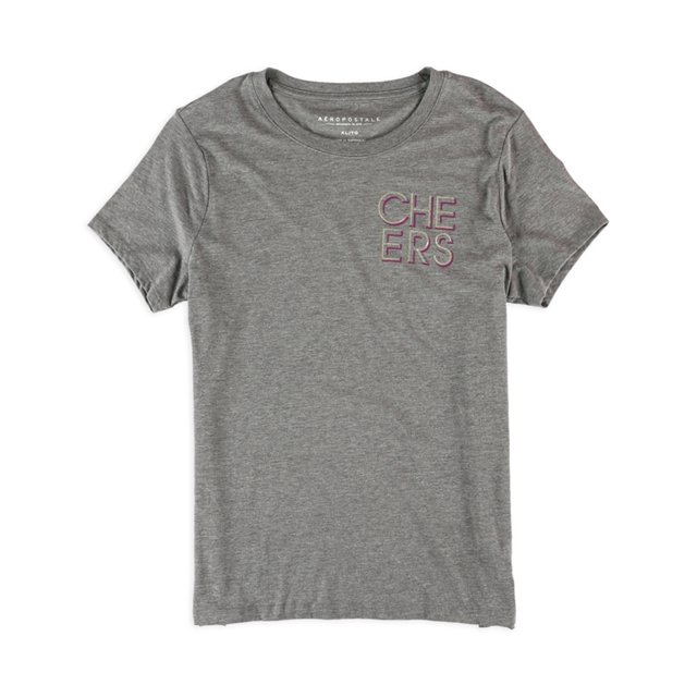 Aeropostale Womens CHEERS Graphic T-Shirt, Gris, X-Small